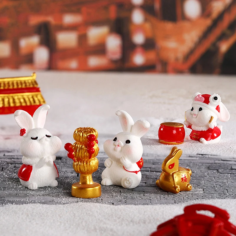 

Мини Китайский Новый год, фотополимерный маленький кролик, настольное украшение, украшение для торта 2023, микро Ландшафтный кукольный домик