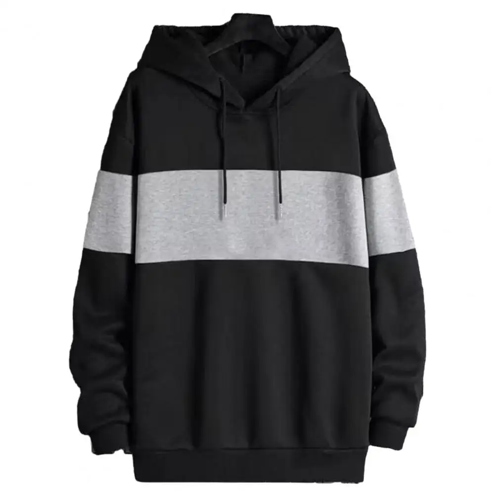 

Men Hoodie Cozy Men's Streetwear Hoodie Plush Color Matching Loose Fit Warm Elastic Cuffs for Autumn/winter Comfort Men Thick