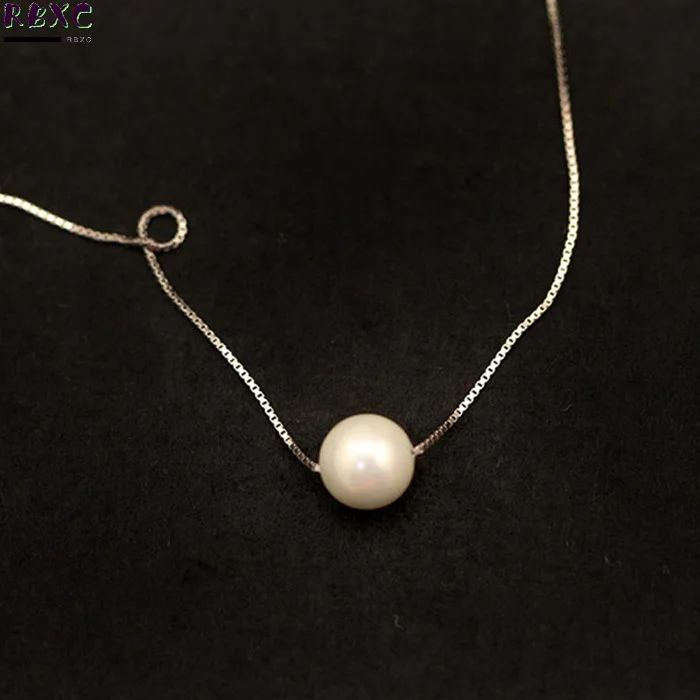 

RXBC 925 Sterling Silver Necklace women's short Korean fashion pearl collarbone Chain Sterling Silver Jewelry