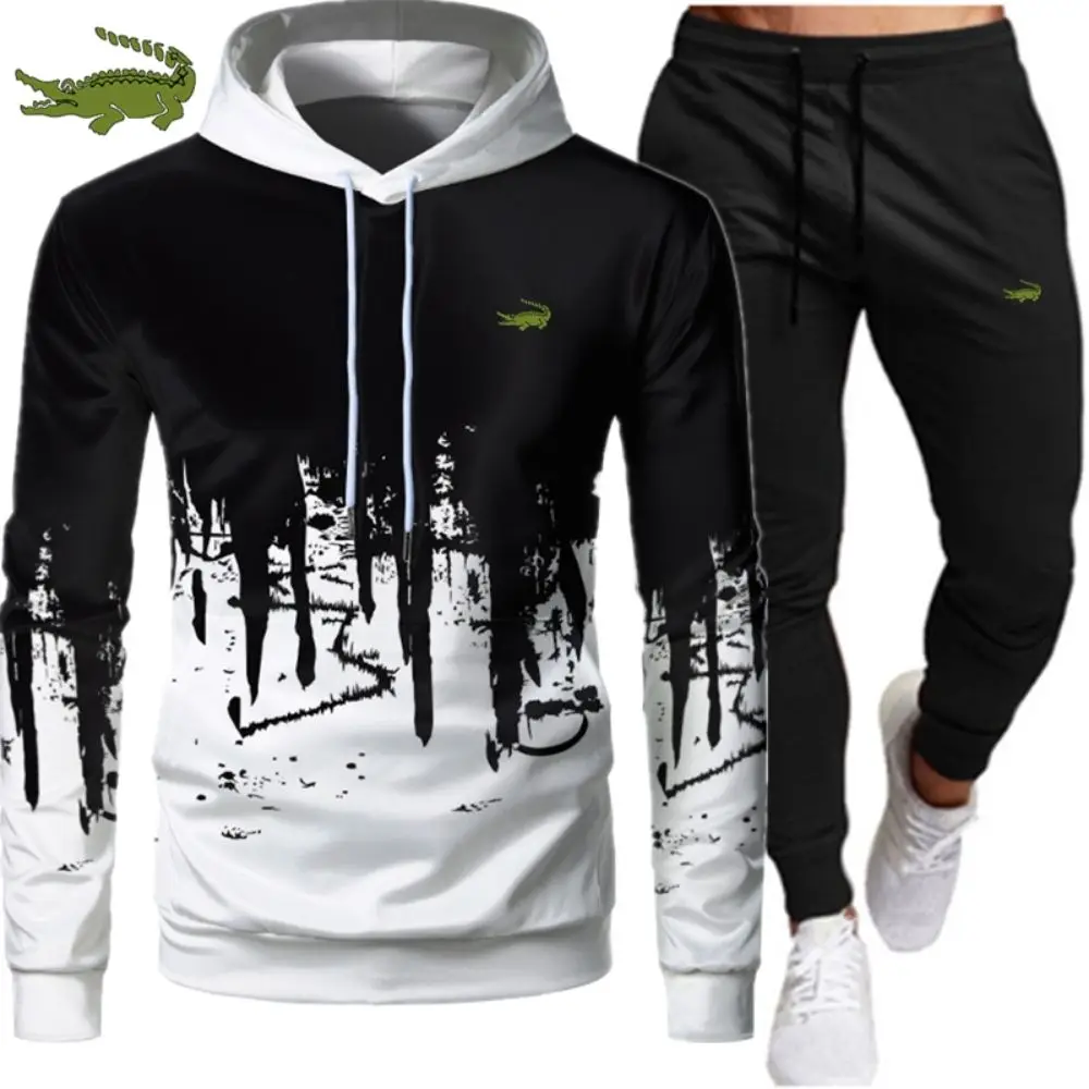Embroidered CARTELO New Men's Clothing Sweatpants Casual Sportswear Set Printed Hoodie2023 Sweatshirt Set Woolen Zipper spring