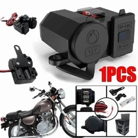 12v motorcycle modification waterproof cigarette lighter ceramic insulation power socket dual usb voltage display switch