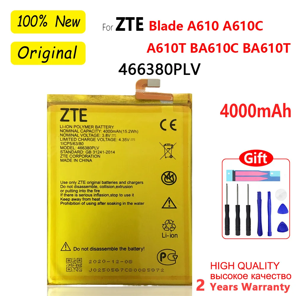 

NEW Original 466380PLV Battery For ZTE BLADE A610 A610C A610T BA610C BA610T /Z11 MiniS NX549J Z17 Mini NX569H NX569J Batteries