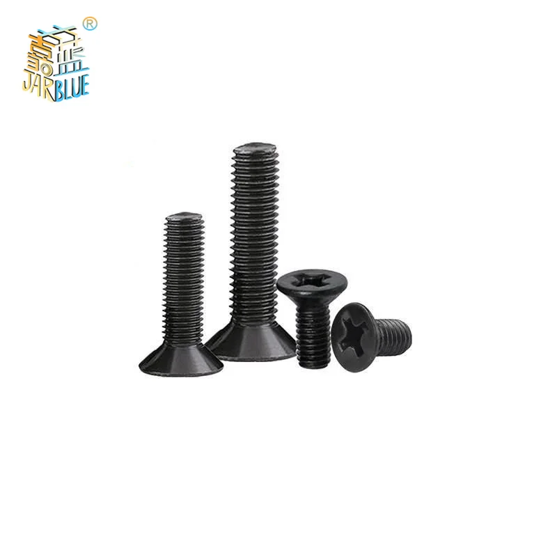 

100pcs/lot M1 M1.2 M1.4 M1.6 M1.7 M2 M2.5 M3 M3.5 M4 M5 KM Mini Small Black Steel KM Phillips Flat Countersunk Head Screw Bolt
