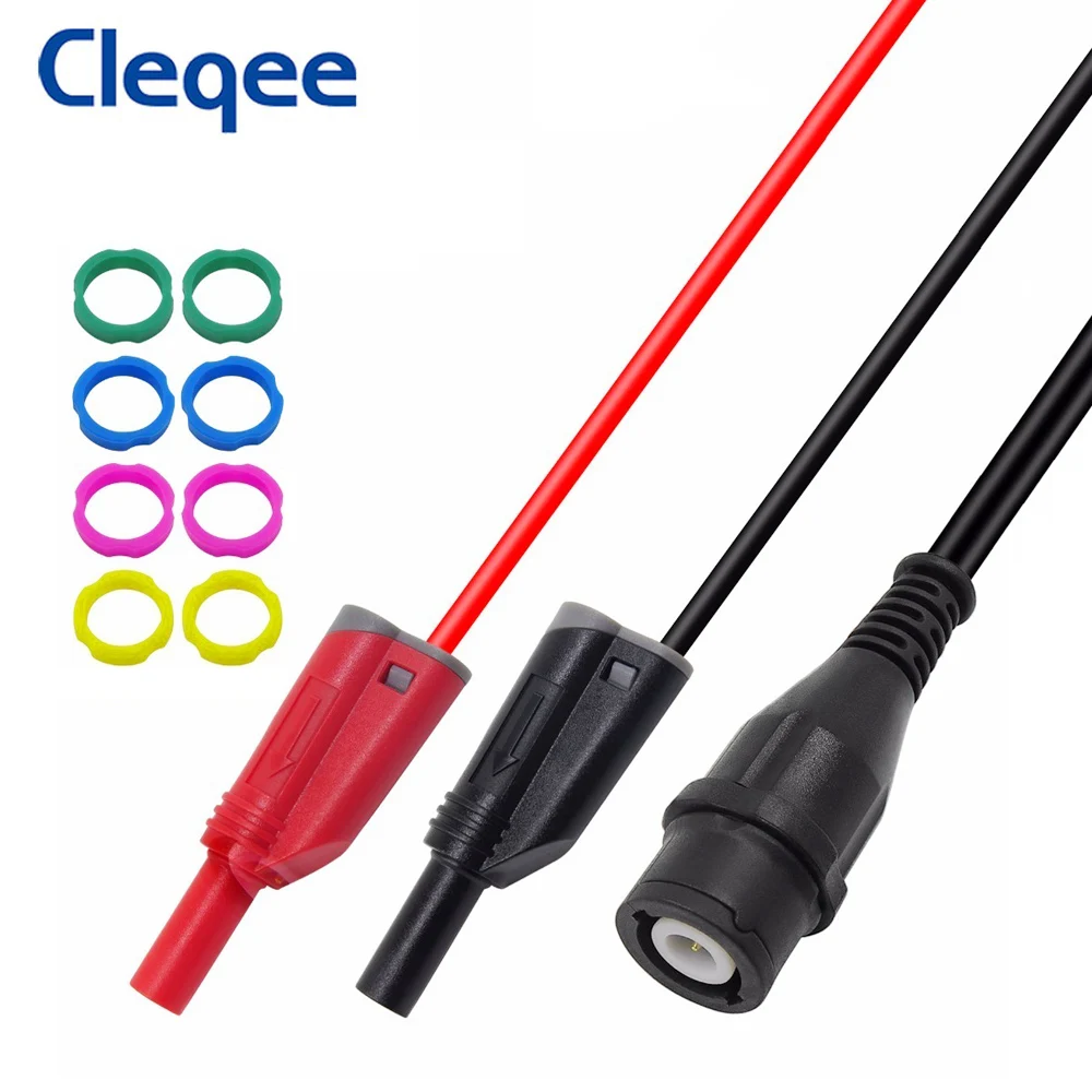 

Cleqee P1204 BNC штекер к двойному 4 мм безопасный Штабелируемый Банановый штекер коаксиальный кабель осциллограф тестовый провод 120 см