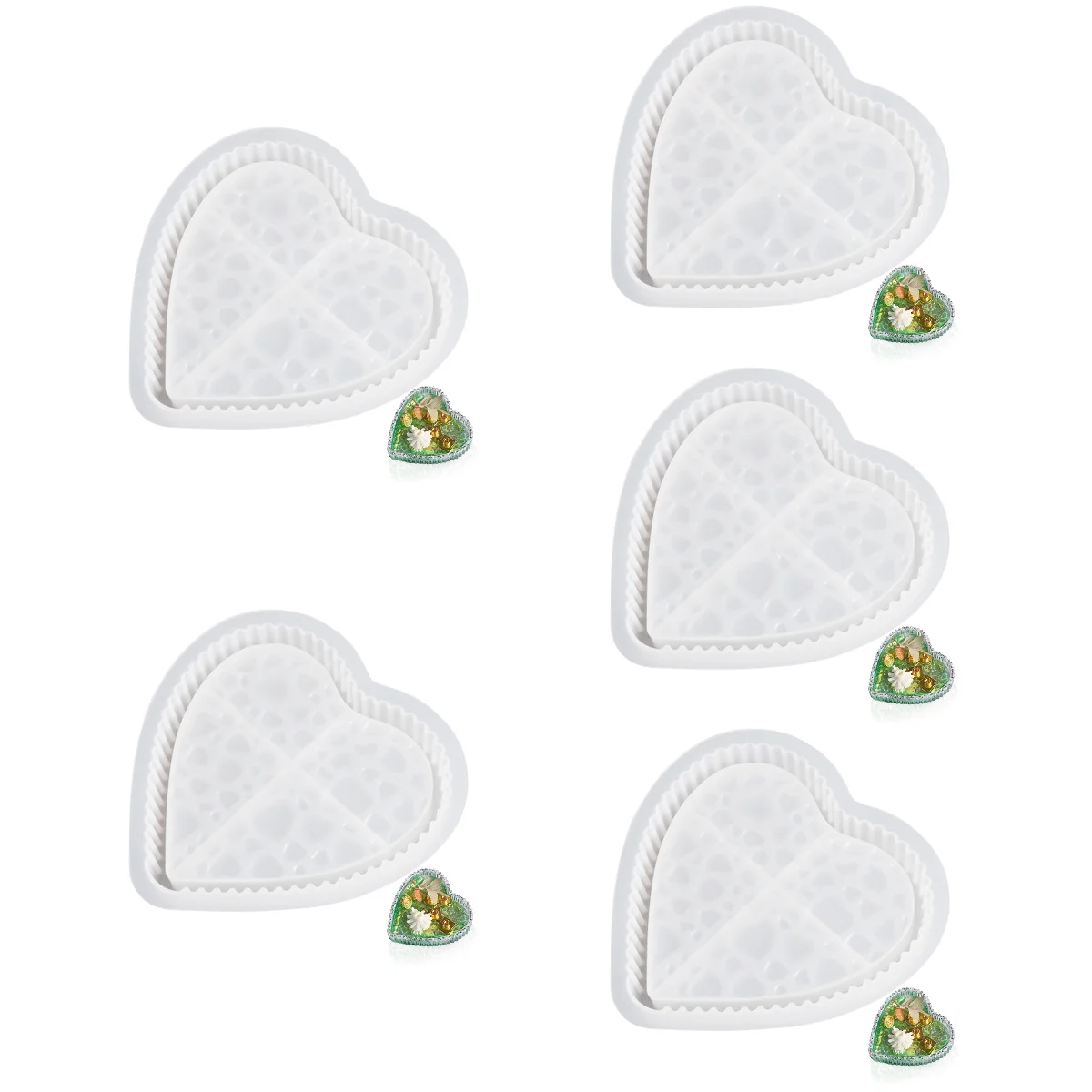 

5x Practical Novel Easy Demoulding Portable Heart Silicone Mold Silicone Casting Decorative Plate Mold for Handcraft Diy Making
