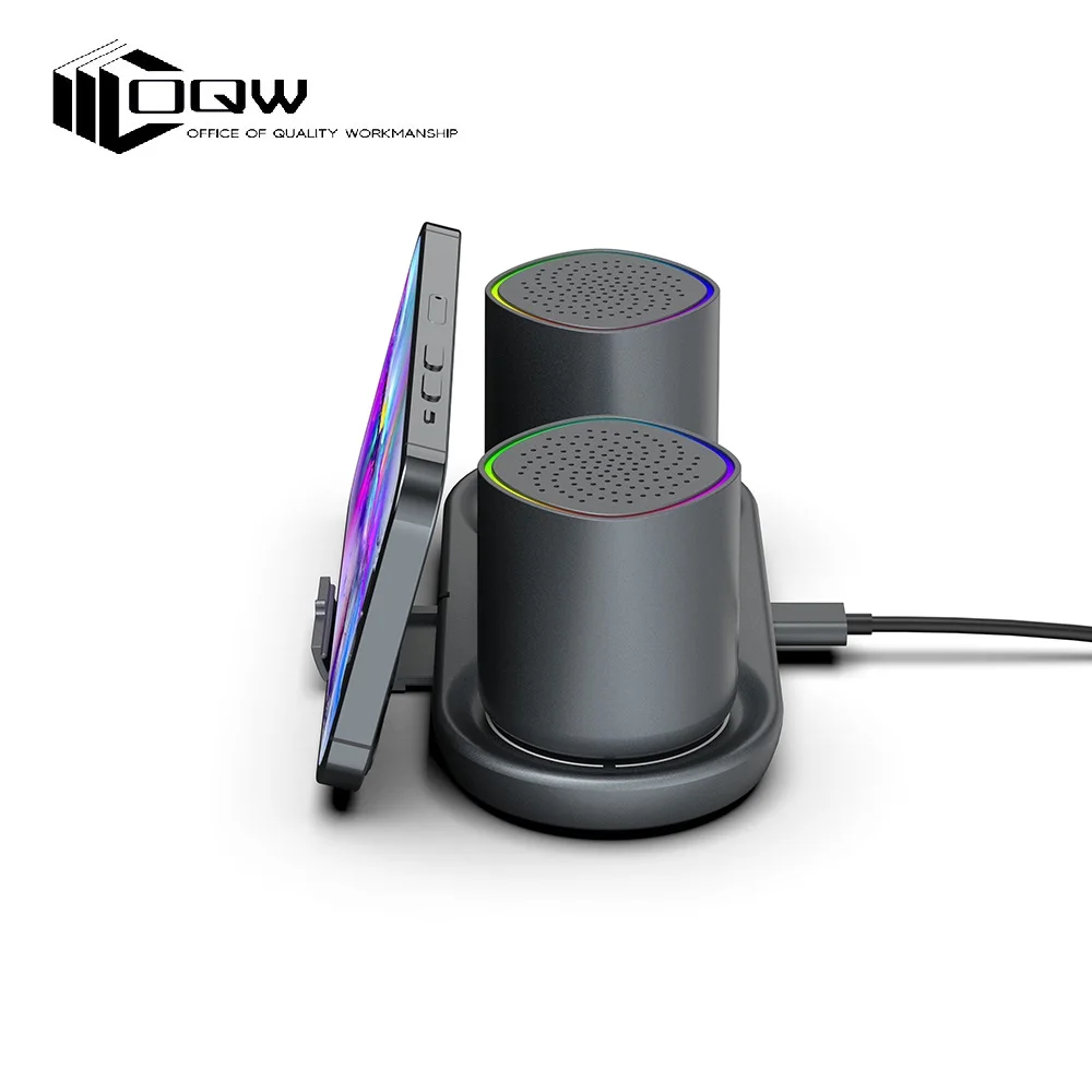 Bluetooth-динамик OQW со светодиодной подсветкой Hi-Fi мини-динамик синего цвета с