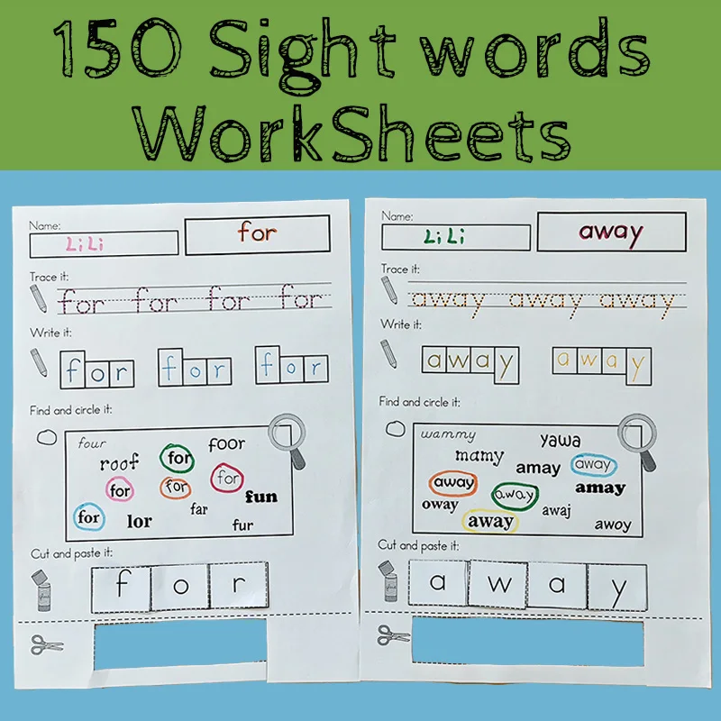 

150 слов DIY Wooksheet дети учатся английский язык упражнения чтение раскраски для детей развивающие игрушки