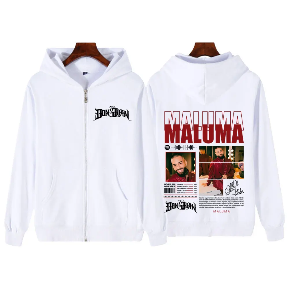 Фото Рэпер MALUMA Tour 2025, толстовка на молнии с графическим рисунком, мужская и женская мода, пуловер в стиле хип-хоп, толстые повседневные толстовки на молнии с длинными рукавами №2