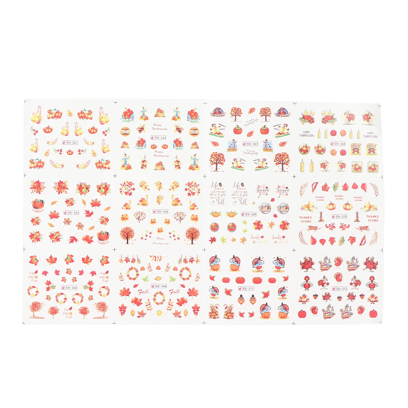 

Nail Stickers Cute Fall Flower Tree Pumpkin Pattern Safe Nail Polish Strips for Nail Art DIY Craft