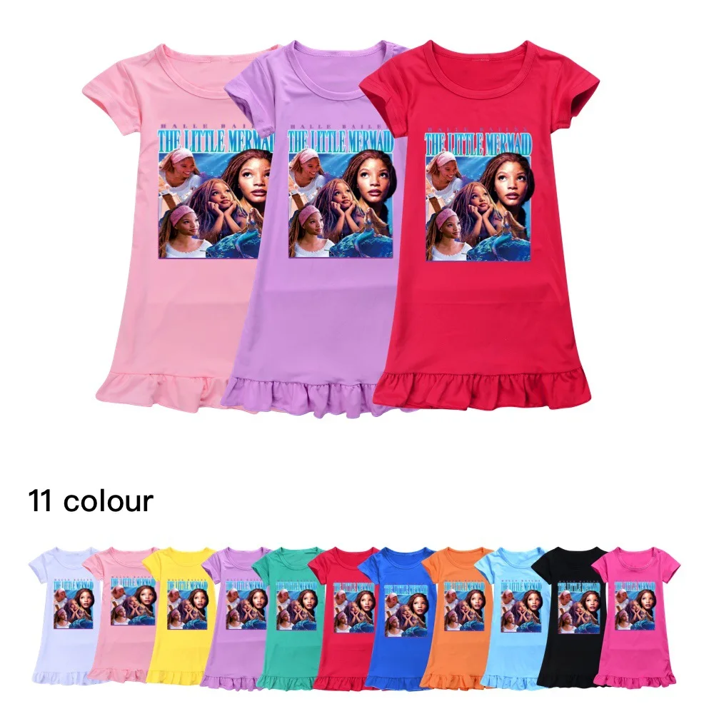 

Summer Girls Dress the little mermaid Printing Sleepwear Girl Nightgowns Children Party Dresses Pajamas For Kids