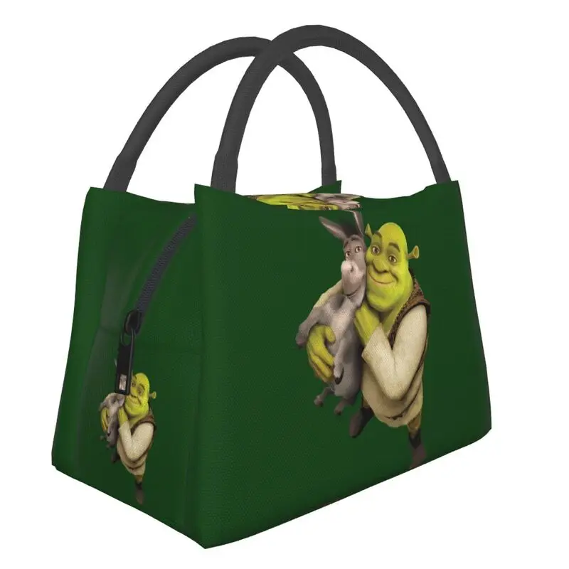 

Custom Shrek And Donkey Lunch Bag Women Thermal Cooler Insulated Lunch Box for Work Pinic or Travel Fruit Fresh Storage Bag