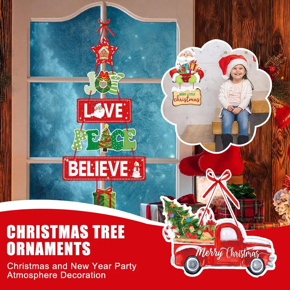 

Christmas Tree Ornaments Door Hanger New Year Pendants Merry Xmas Claus Decor Tree Santa Snoweman 2023 Elk Christmas D3Y7