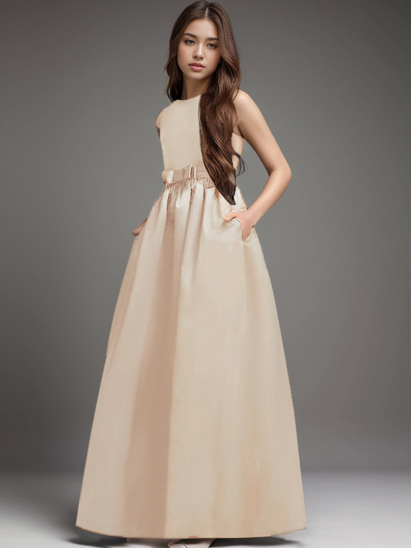 Длинные платья цвета шампанского для девочек-подростков вечеринок выступлений и