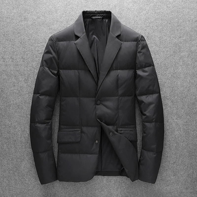 

Мужской пуховик на белом утином пуху, облегающая простая деловая Повседневная офисная куртка, теплый пуховик для зимы, 90%