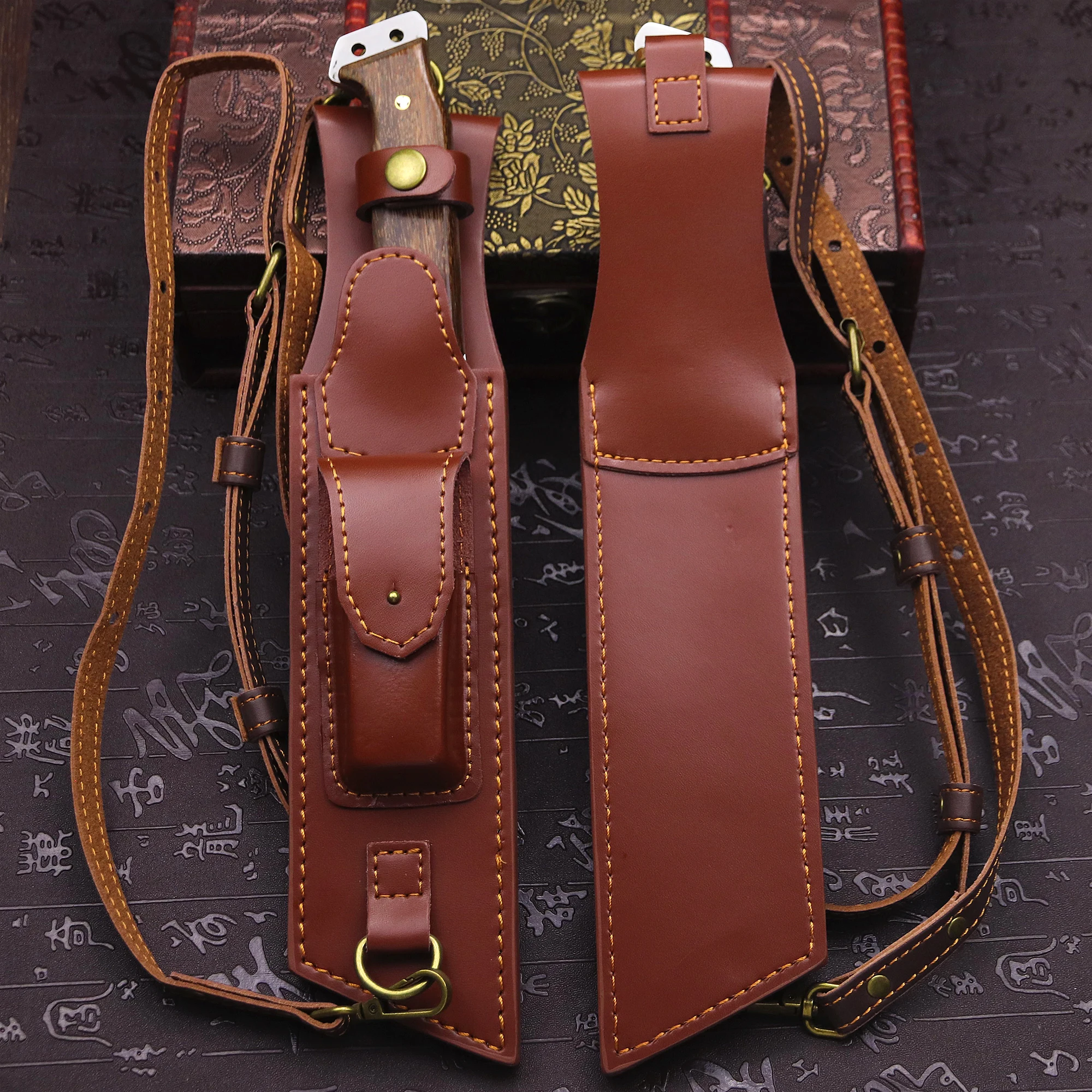 WPKOPYA немецкий уличный нож для дров DC53 All Tang + кожаный чехол на одно плечо топор