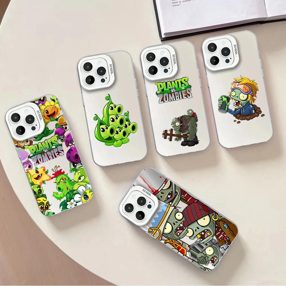Чехол для телефона Game P-Plants V-Vs Z-Zombies IPhone 11 13 15 16 Max Pro Plus лазерный чехол