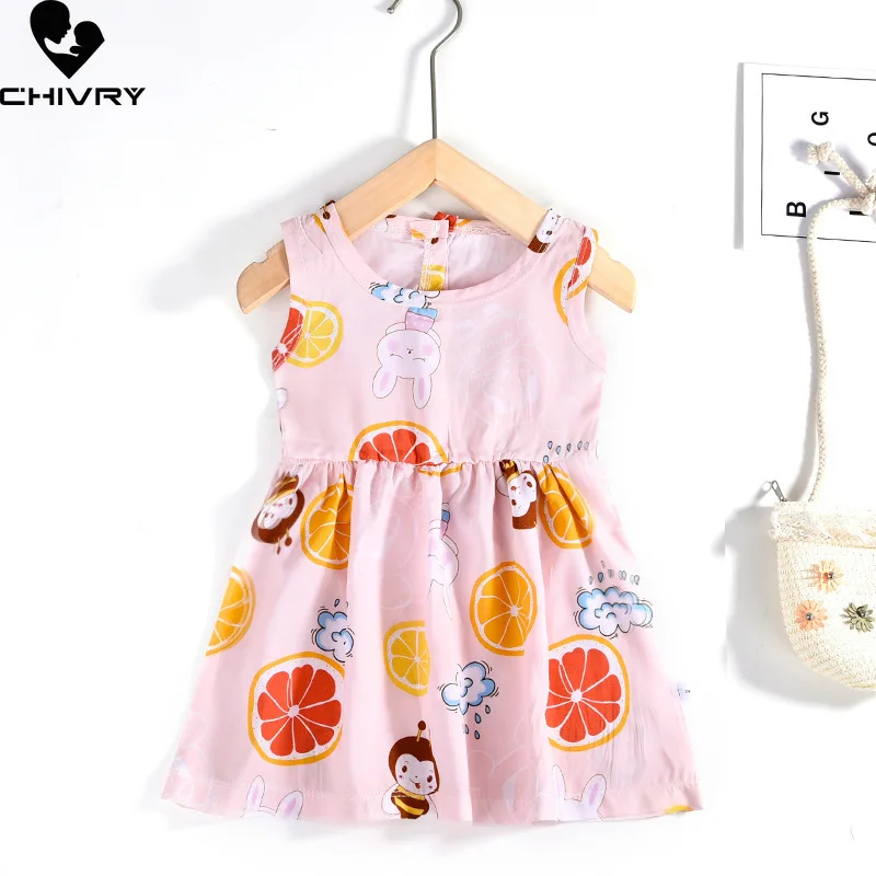 

Новинка 2022, летние платья для маленьких девочек, многослойное платье без рукавов с мультяшным принтом, Цветочный трапециевидный сарафан, ле...