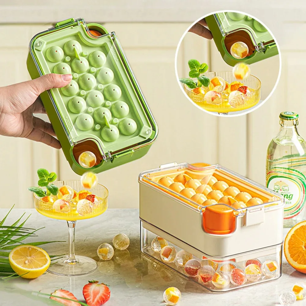 Набор Форм Для Кубиков Льда 3-в-1 С Лотком Хранения Кухонный Гаджет