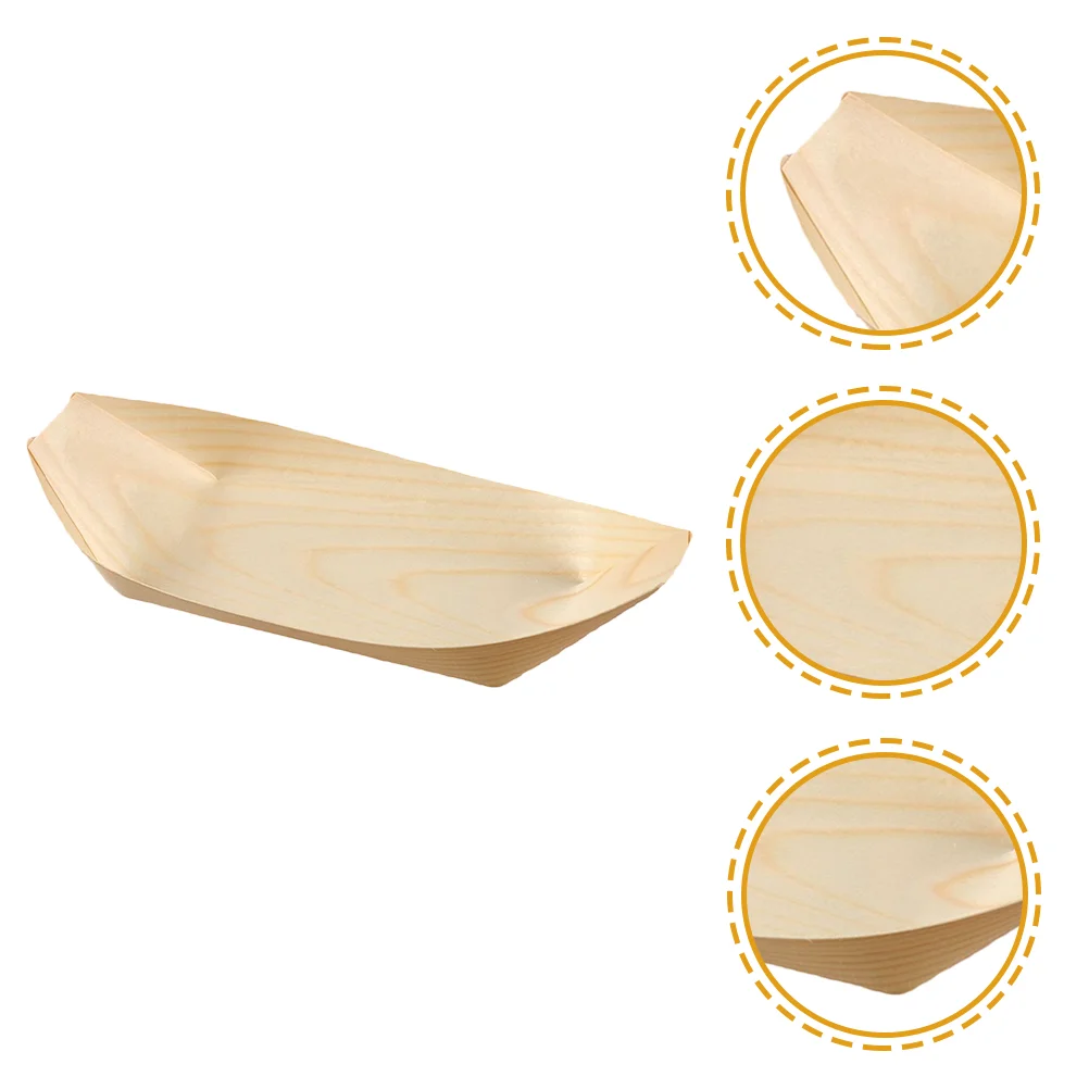 

Sushi Boat Plates Serving Tray Disposable Plate Wood Wooden Sashimi Leaf Trays Bamboo Japanese Board Palm Paper Boats Banana