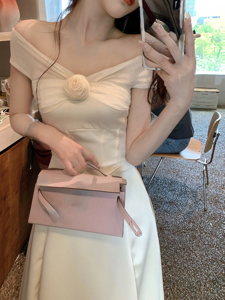 

2023 Summer Pure Color 2 Piece Dress Set Woman French Elegant Midi Skirt Casual Y2k Crop Tops Office Lady Fashion Suit Female