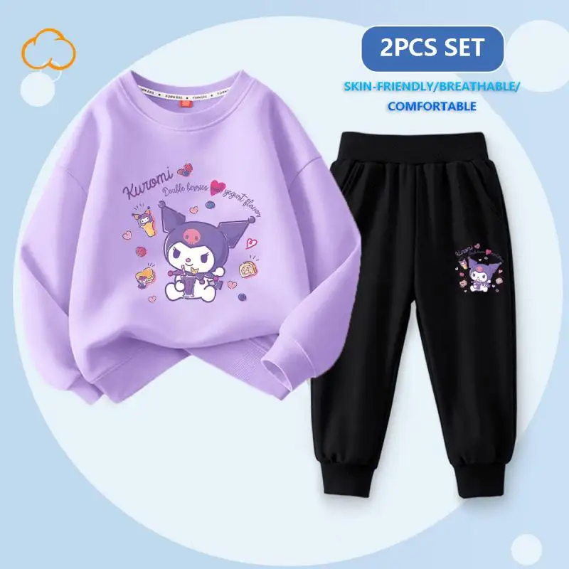 

2 шт. аниме Sanrio Kuromi Kawaii комплект детской одежды Cinnamoroll My Melody Милая Осенняя Спортивная одежда для девочек мультфильм повседневная одежда подарок