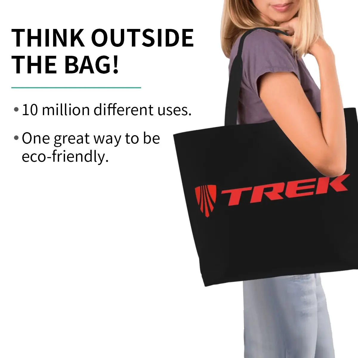 Фото Сумка-тоут с логотипом Trek Bike, холщовая сумка на плечо большой вместимости, продуктовая сумка для покупок для женщин №5
