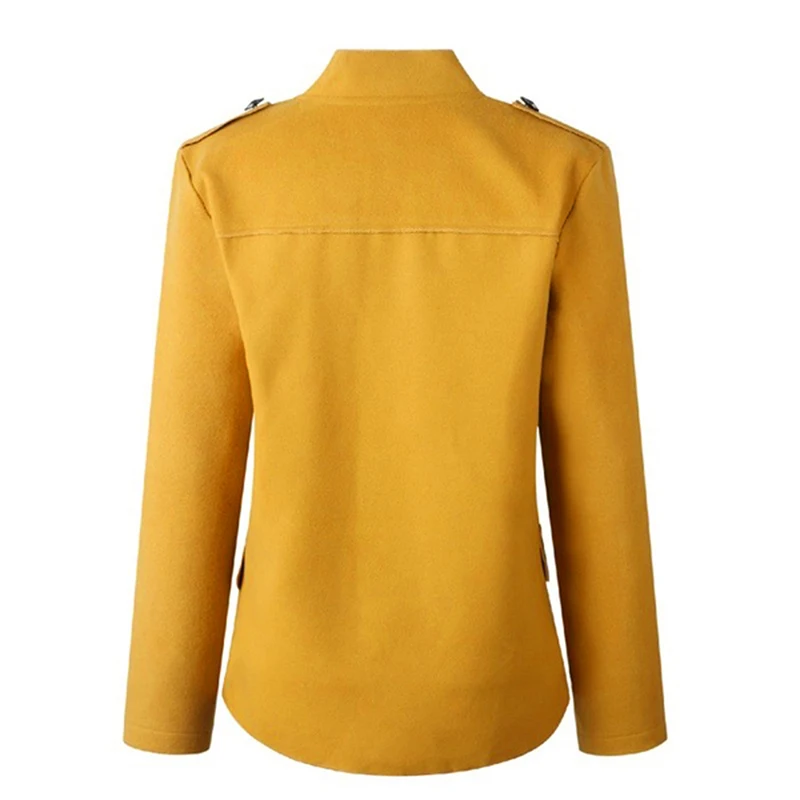 Blazer Women Jackets Long Sleeve Row Buckle Self-cultivation Small Suit Loose Yellow Red Coat Pattern Hot Style Femme Mujer images - 6