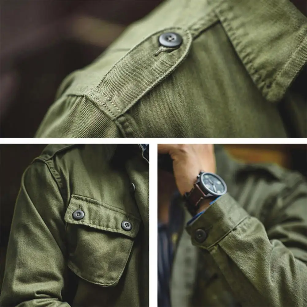 Рабочая стильная куртка с отложным воротником и длинным рукавом несколькими