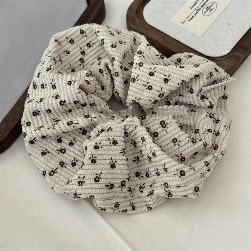 Осень-зима новый стиль вельветовые резинки для волос с цветочным принтом большие