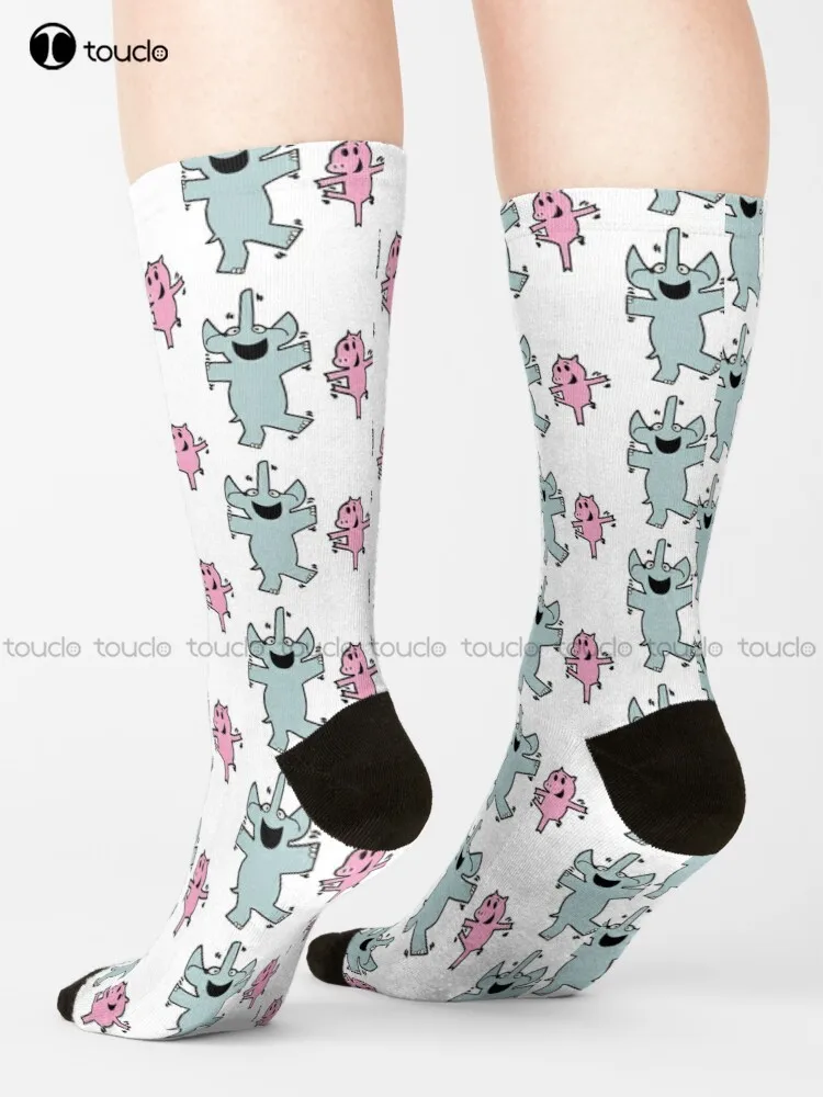 

Elephant And Piggie. Gerald And Piggie. Anime Transparent Sticker Mo Willems Socks Cool Socks For Men 360° Digital Print Gift