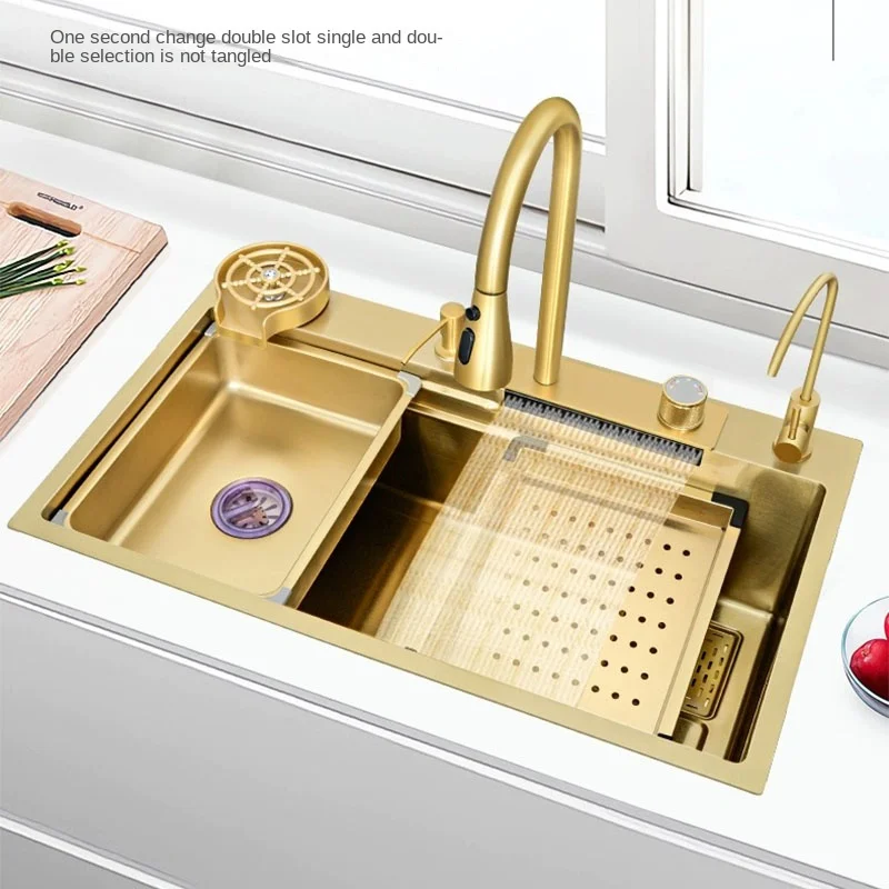 Многофункциональная кухонная раковина с водопадом для овощей большая одним