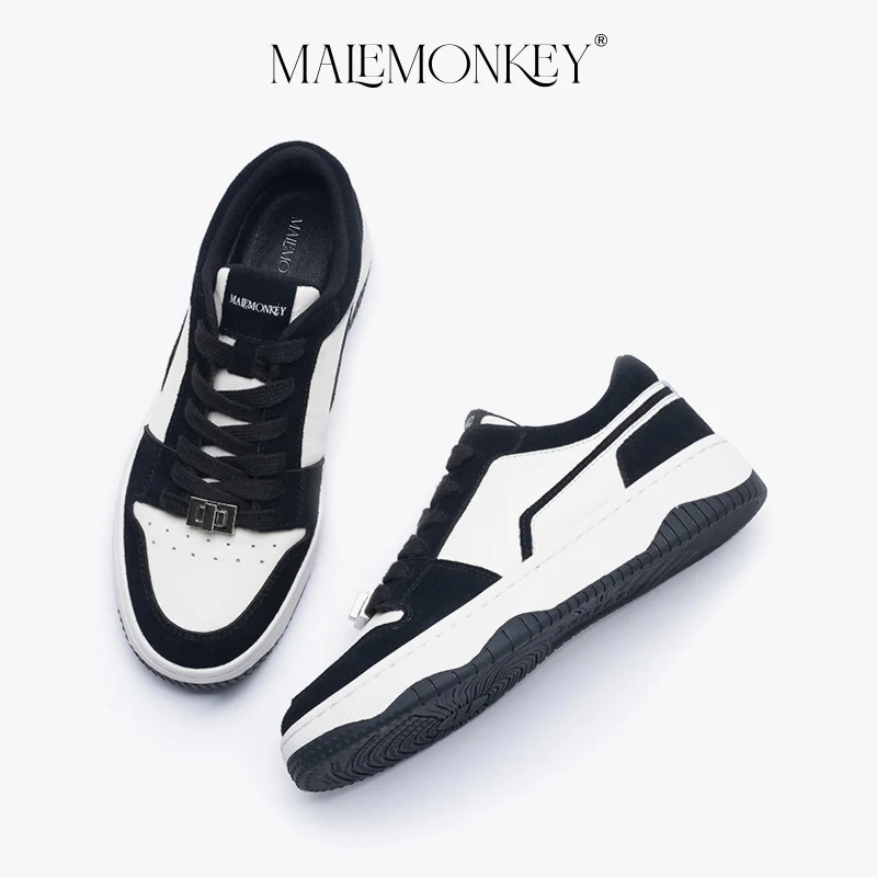 MALEMONKEY Platform Sneakers Women Leather Flat Shoes New 2023 Trend Round Toe Non-slip Breathable Female Shoes Handmade