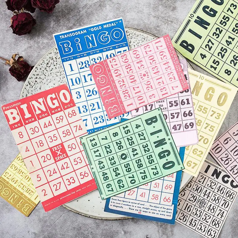 

Vintage Creative Bingo Game Numbers Sticker DIY Junk Journal Collage Aesthetic Decoration Stickers Scrapbooking Material