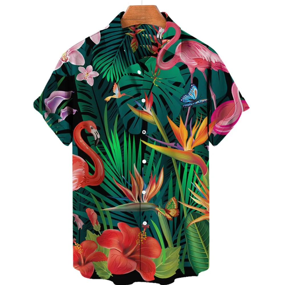 

2023 New Men's Short Sleeve Hawaiian Shirt The Same Style Coconut Tree 3D Print Cuban Oversized Summer Holiday Shirt