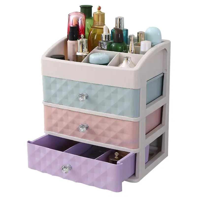 

1PC 3-Tier Multifunctional Saving Space Desktop Comestics Toiletry Organizer Makeup Storage Box with Drawers