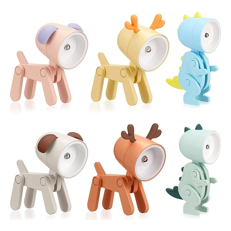 

Mini LED Desk Lamp Puppy Table Lamp Dog Dinosaur Shape Desk Light Plastic Night Light Foldable Animal Light