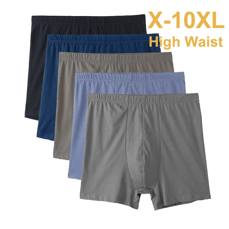 

5PCS XL-10XL Plus Men Underwear Male boxer Solid Panties Shorts Cotton Underpants Breathable Intimate Man Boxers Large Size