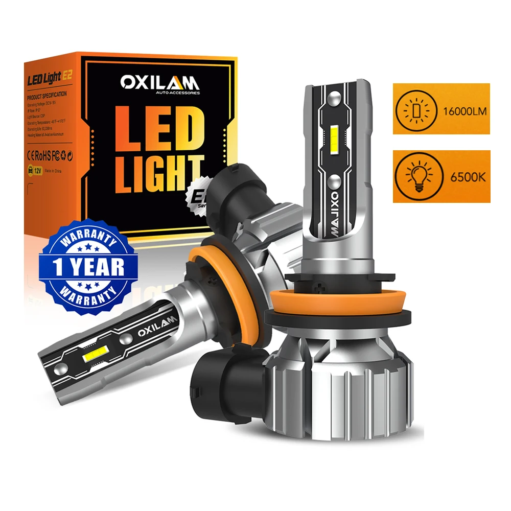

OXILAM 2Pcs 16000LM H8 H11 LED Fog Light HB4 9006 HB3 9005 LED Headlight 12V 6500K Fanless Mini DRL Car Bulb Lamp H9 H16 CSP LED