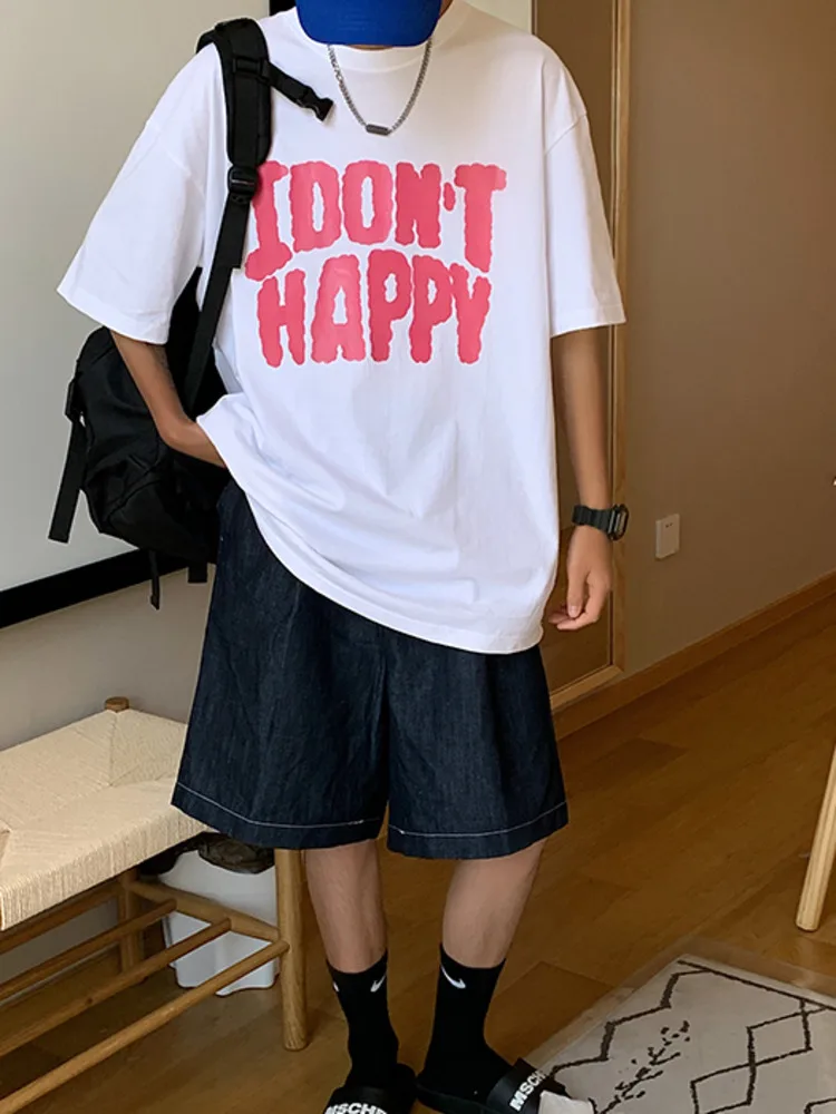 

SYUHGFA 2022 Летняя мужская модная футболка с буквенным принтом корейский стиль Мужская футболка оверсайз Harajuku уличный стиль парные Топы