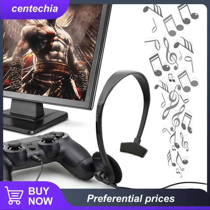 

3.5mm Single Ear Black Headsets Headphone Earphone Gaming Headset For Game PC With VOL In Stock Dropshipping