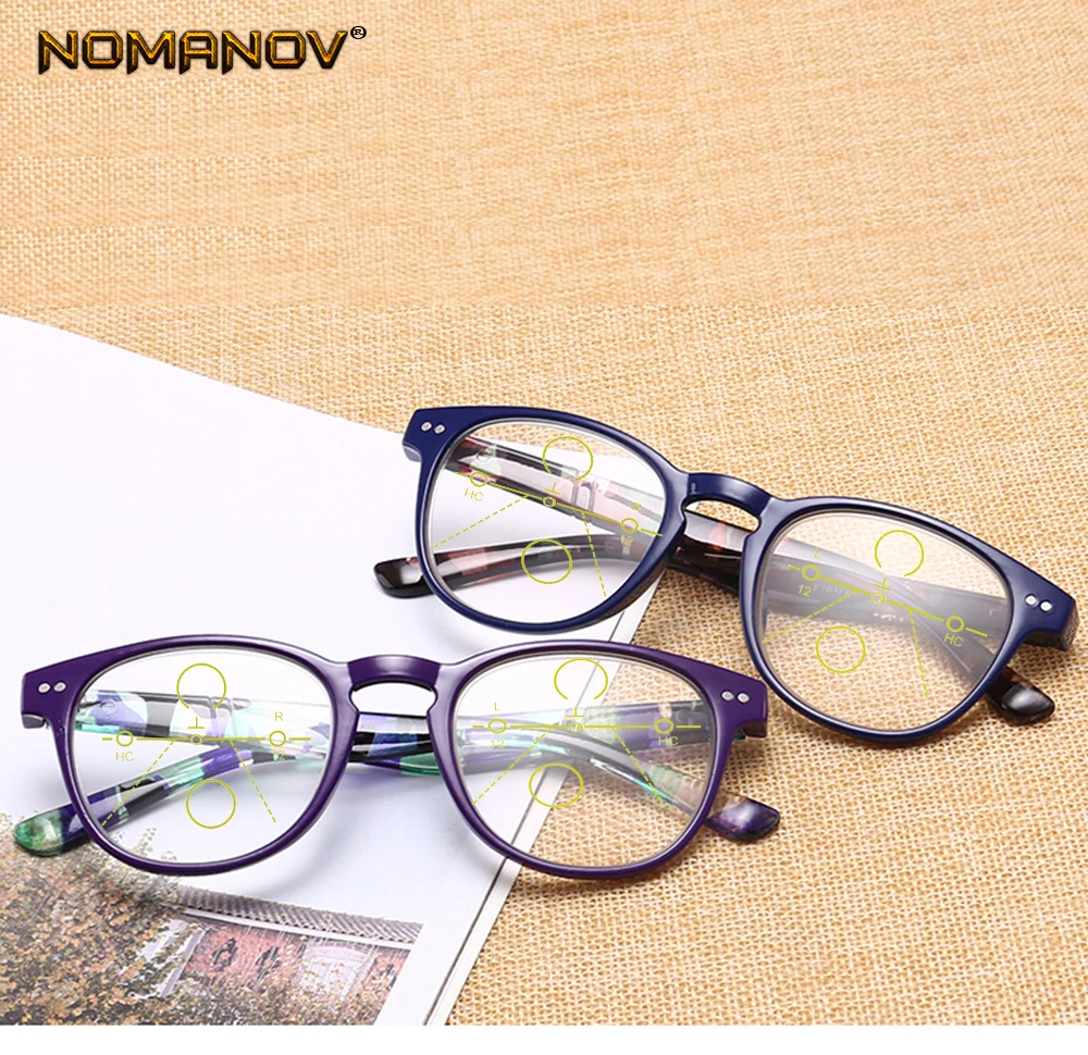 

2019 Classic Retro Round Eyeframe Light Anti-fatigue Progressive Multifocal Reading Glasses Add +0.75 +1.25 +1.5 +1.75 To +4