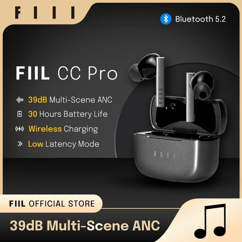 

FIIL CC Pro International Version ANC TWS 39dB Active Noise Cancellation Bluetooth 5.2 Wireless ENC Hi-Fi Earphones ACC Earbuds