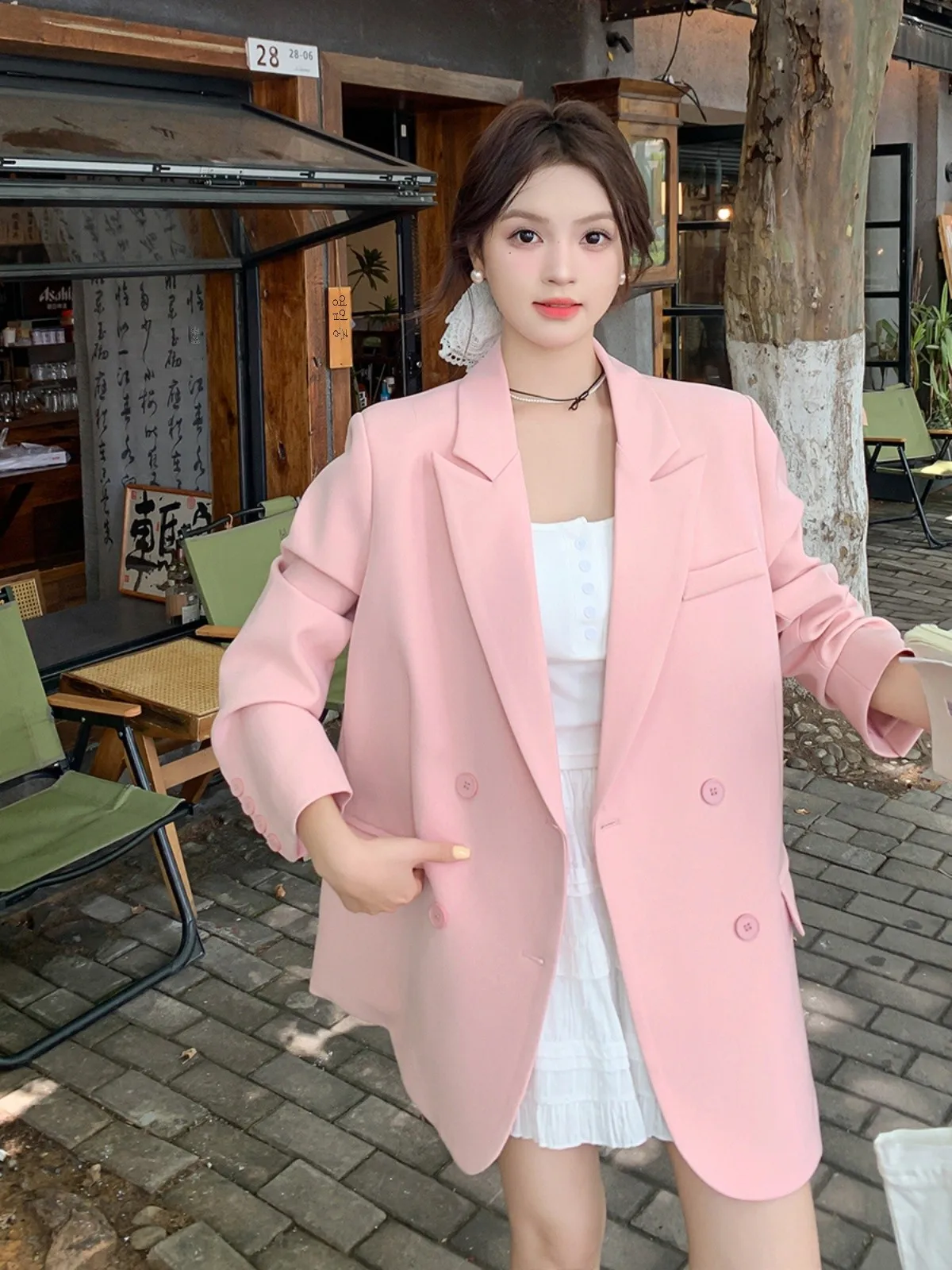 Розовый маленький элегантный костюм верхняя одежда для женщин весна-осень 2024