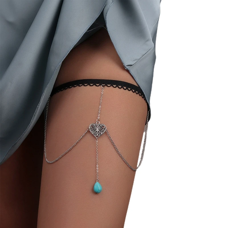 

Sexy Butterfly Turquoises Thigh Chain Summer Beach Party Bikini Chain for Women
