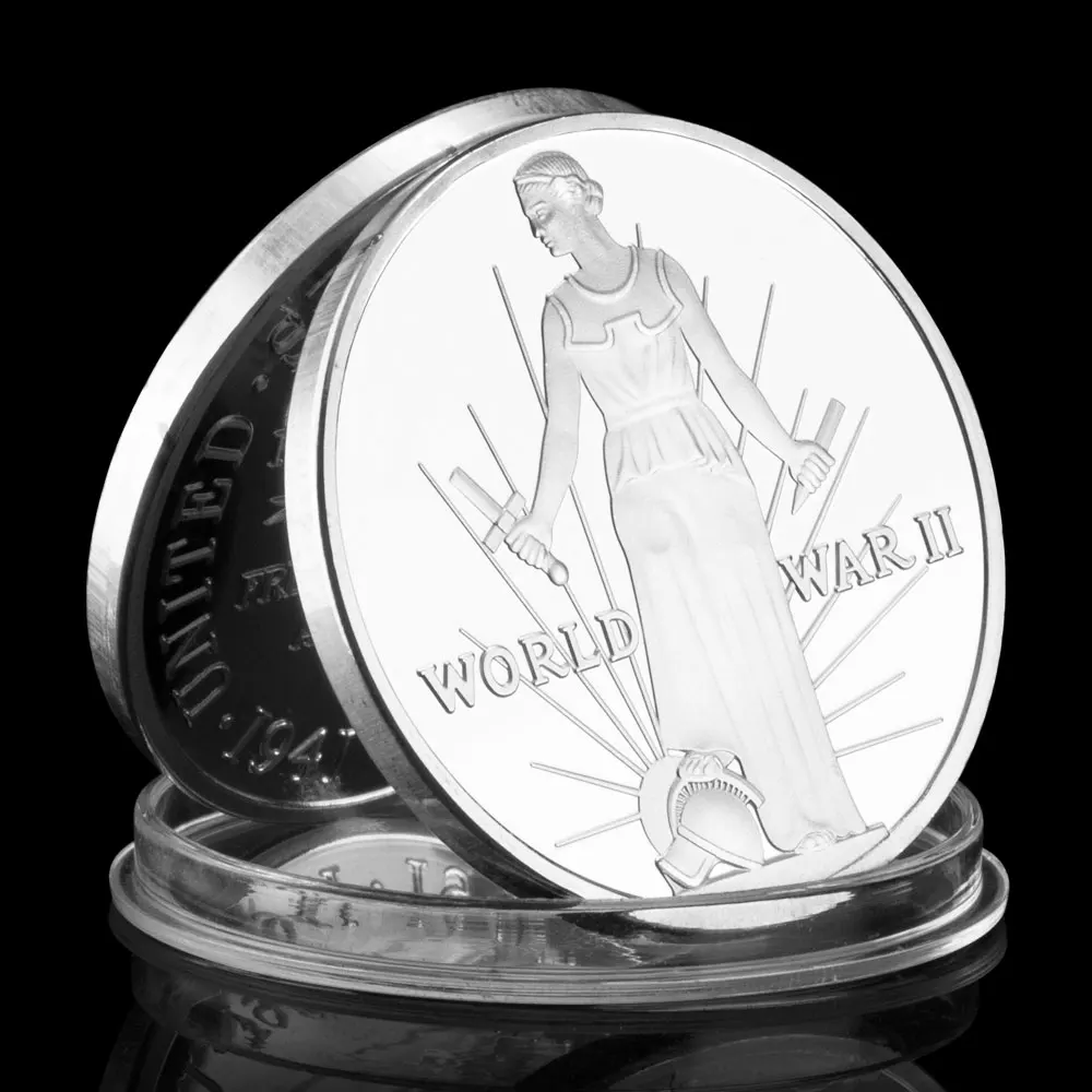 Сувенирная монета Второй мировой войны США (1941-1945) Посеребренная искусственная