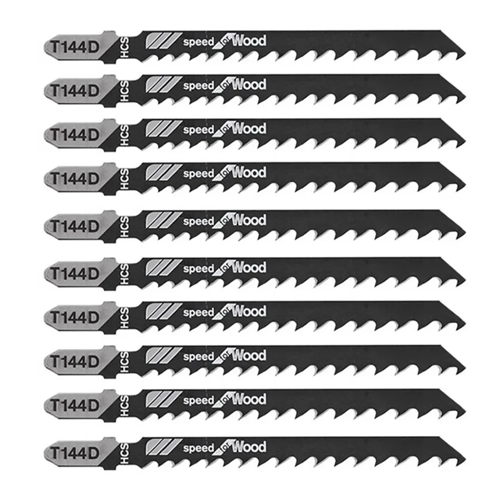 

10Pcs HCS Jigsaw Blades T144D For High Speed Wood Cutting 100mm Long Reciprocating Saw Blade Curve Saw Blade Set