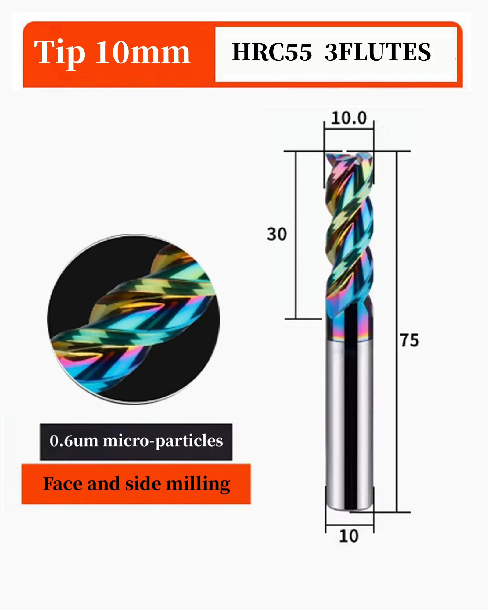 3 шт. HRC55 10 0 мм вольфрамовый стальной квадратный нос канавки карбидные концевые