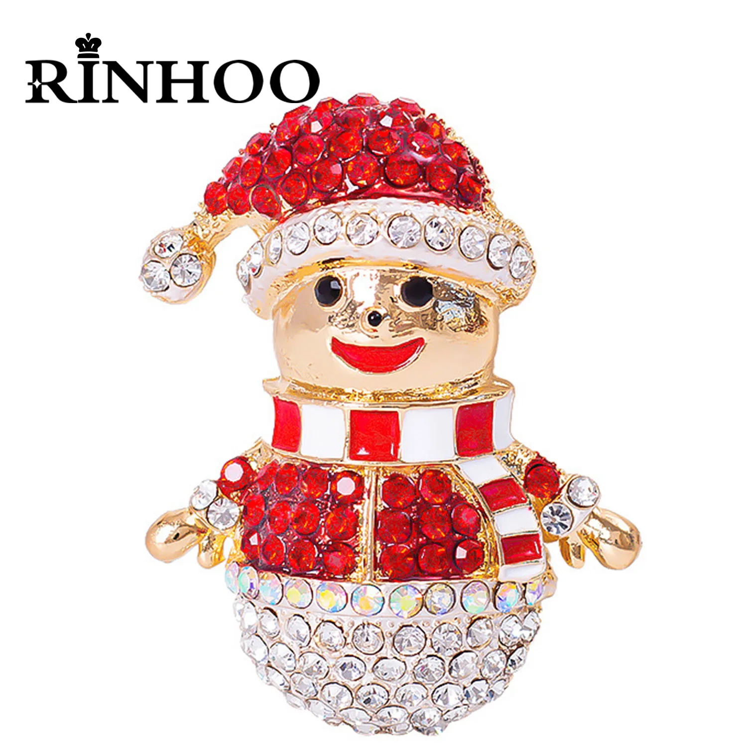 

Rinhoo Lovely Wearing Santa Claus Hat Snowman Brooches For Women Merry Christmas Sparkling Rhinestone Snowman Pins New Year Gift