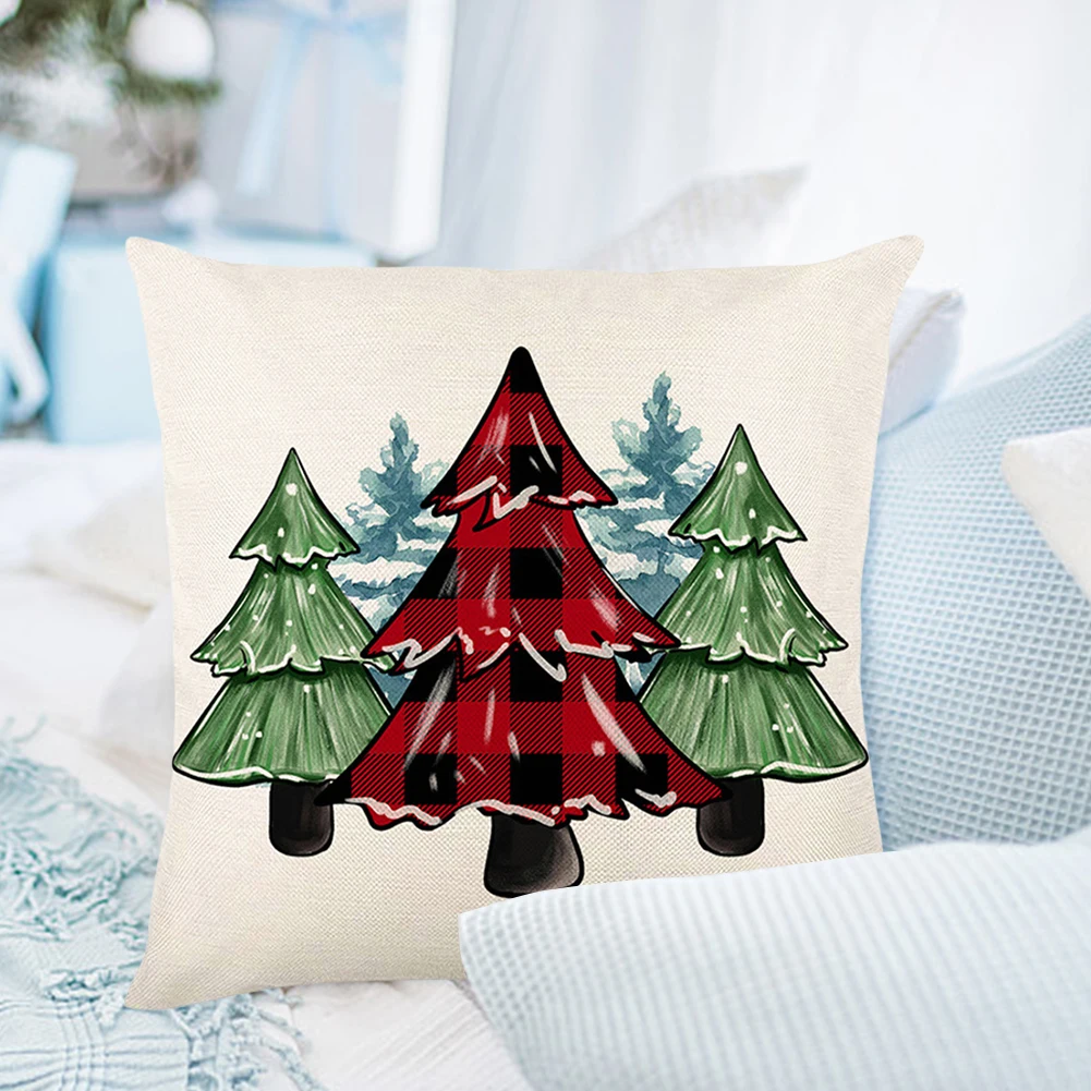 Рождественская зимняя праздничная наволочка мягкая с принтом декоративная