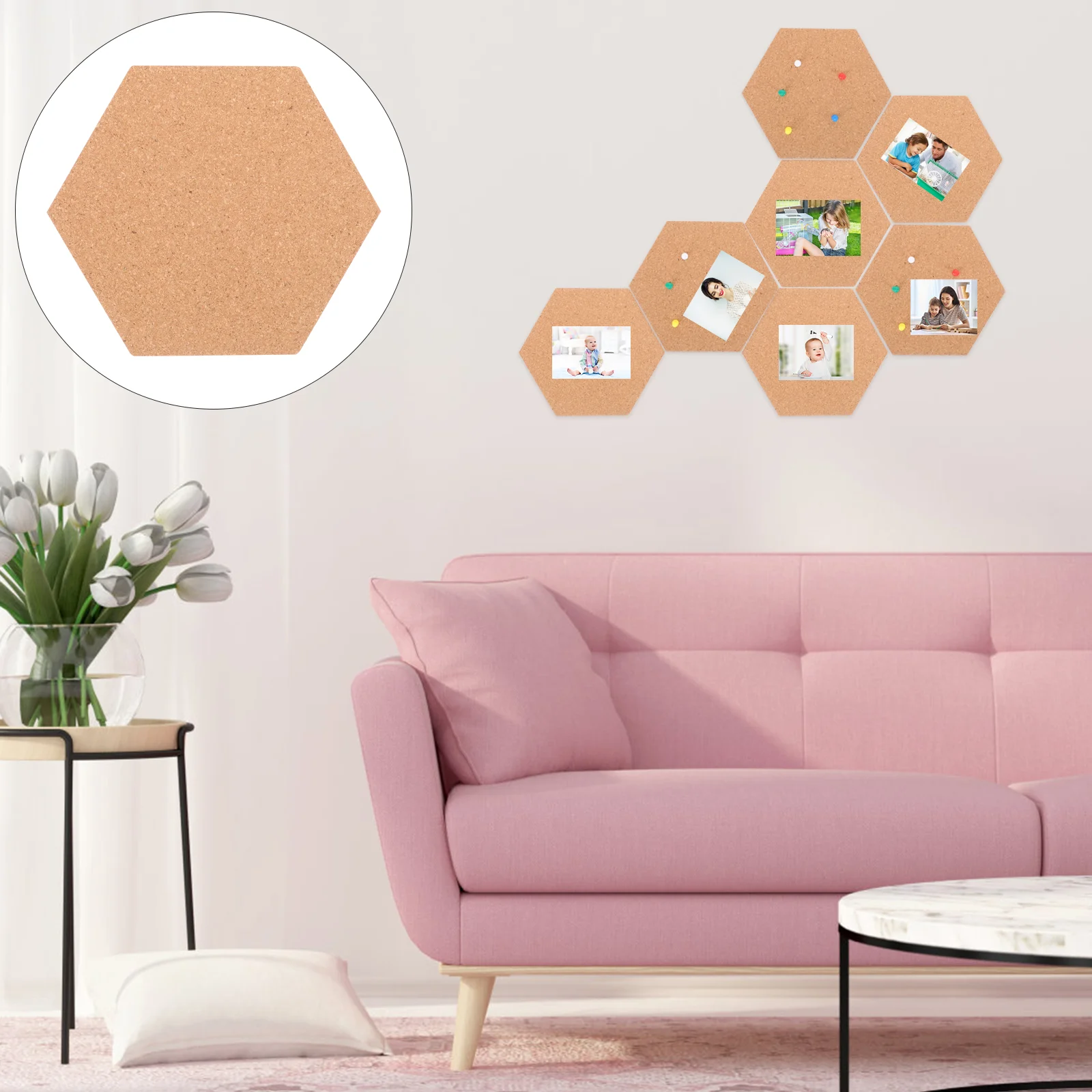 

Wall Sticker Corkboards Hexagon Bulletin Panels Announcement Message Decorative Walls